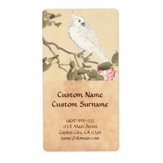 Bird and Flower Album, Cockatoo and Camellia Custom Shipping Labels