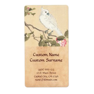 Bird and Flower Album, Cockatoo and Camellia Custom Shipping Labels