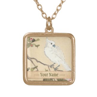 Bird and Flower Album, Cockatoo and Camellia Custom Necklace
