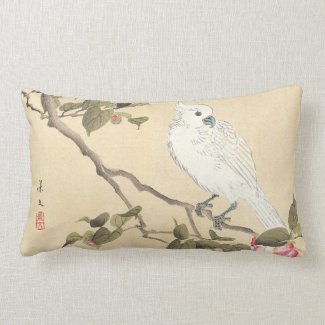 Bird and Flower Album, Cockatoo and Camellia Throw Pillow