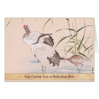 Bird and Flower Album, Wading Cranes vintage art Greeting Card
