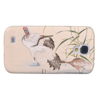 Bird and Flower Album, Wading Cranes vintage art Samsung Galaxy S4 Cases