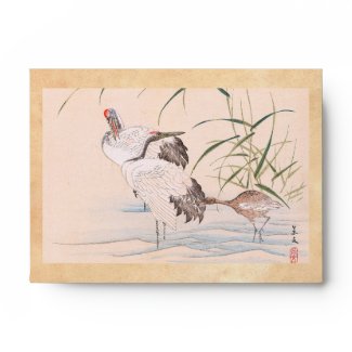 Bird and Flower Album, Wading Cranes vintage art Envelope
