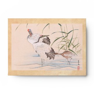 Bird and Flower Album, Wading Cranes vintage art Envelope