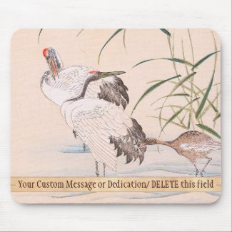 Bird and Flower Album, Wading Cranes vintage art Mouse Pads