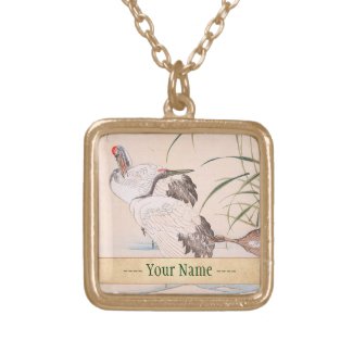 Bird and Flower Album, Wading Cranes vintage art Custom Jewelry