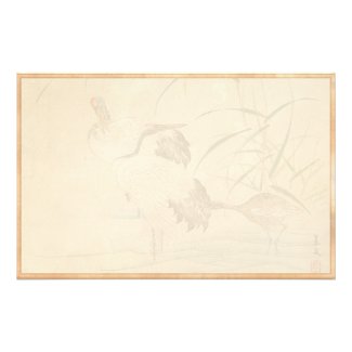 Bird and Flower Album, Wading Cranes vintage art Personalized Stationery