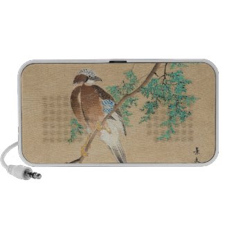 Bird and Flower, Eurasian Jay and Chinese Arborvit Notebook Speakers