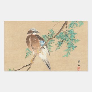 Bird and Flower, Eurasian Jay and Chinese Arborvit Stickers