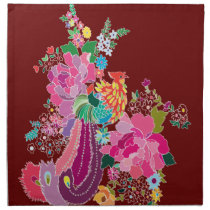 bird and flowers cloth napkins