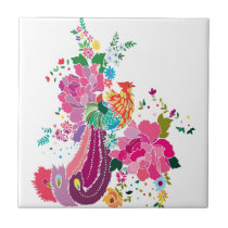 bird and flowers tiles