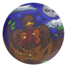 Bird and her Babies Party Plates