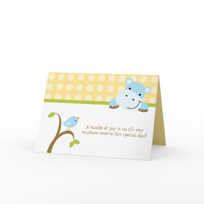 Bird and hippo polkadots baby shower invitation card by Jamene