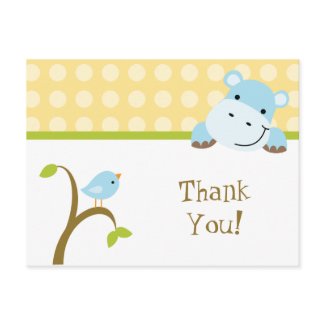 Bird and hippo polkadots thank you postcard postcard
