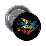 Bird Arrow and Hearts Pinback Buttons