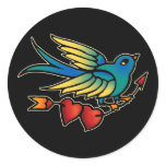 Bird Arrow and Hearts Round Sticker