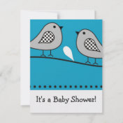 Bird Baby Shower Invitation : : Blue
