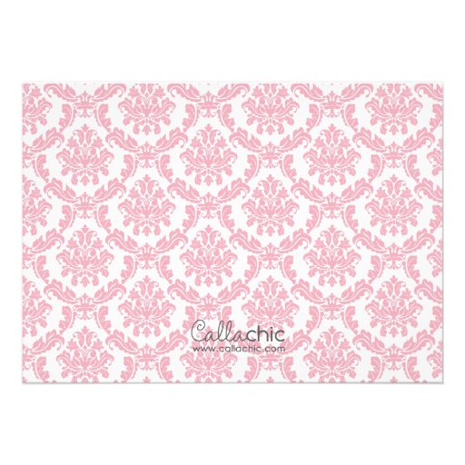 Bird Baby Shower Invitation Girl Damask Pink Green