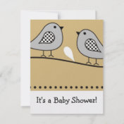 Bird Baby Shower Invitation : : Gold