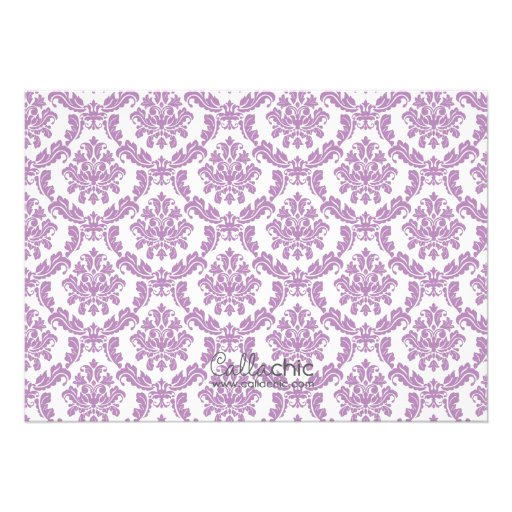 Bird Baby Shower Invitation Neutral Damask Purple