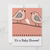 Bird Baby Shower Invitation : : Peach