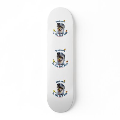 Bird Bath Dog Skateboard Decks by HappyDoggies