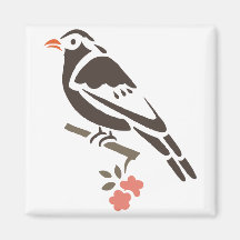 Bird Birds Black Tree Flower Art Cartoon Animal Magnets
