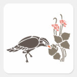 Bird Birds Eating Food Flower Black Art Cartoon Stickers