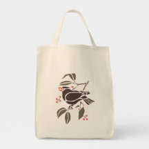 Bird Birds Eating Tree Black Art Cartoon Animal Bags