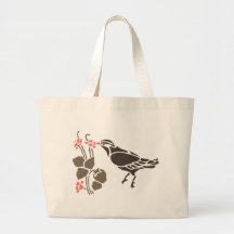 Bird Birds Flower Flowers Black Cartoon Art Animal Tote Bags