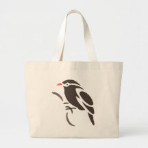 Bird Birds Perch Tree  Black Art Cartoon Animal Canvas Bag