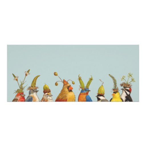 bird birthday greeting from the group flat card