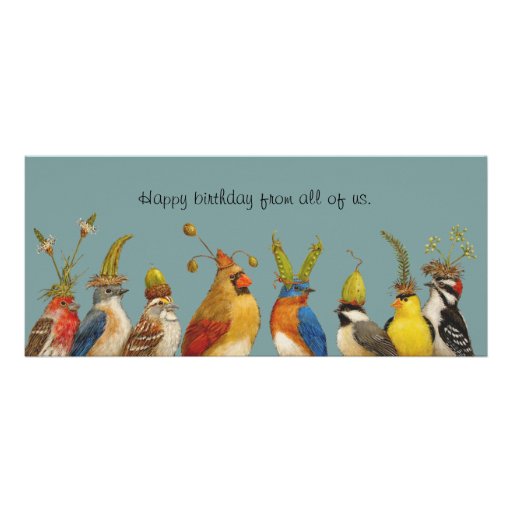 bird birthday greeting from the group flat card