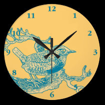 Bird Blue Line Art wall clocks