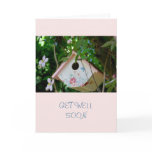 Bird Box with Pretty  Flowers Get Well Soon Card