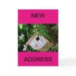 Bird Box with Pretty  Flowers New Address Card