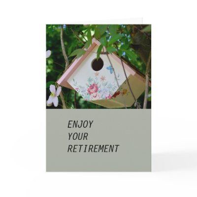 Bird Box with Pretty  Flowers Retirement Card by decoratingrosie6