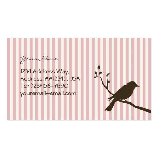 Bird Business Card (pink stripe) (back side)