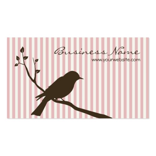 Bird Business Card (pink stripe)