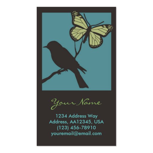 Bird Butterfly Profile Card (Blue) Business Cards