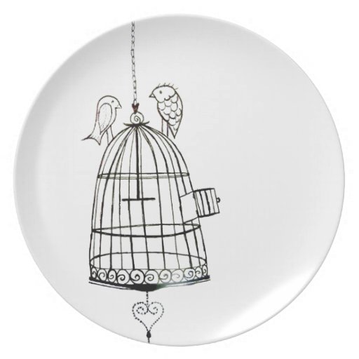 bird cage drawing dinner plates Zazzle