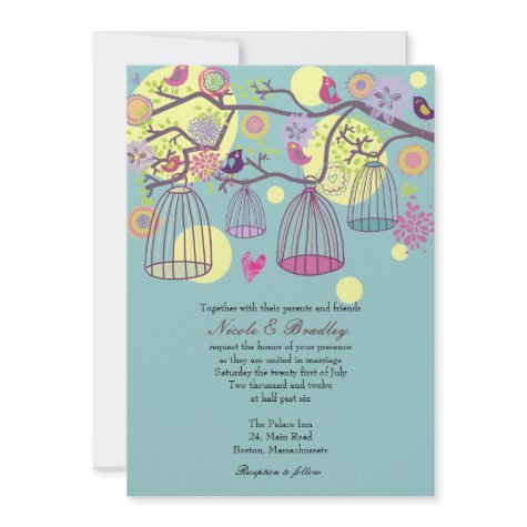 Bird Cage Love Birds Wedding Invitation invitation