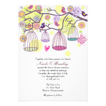 Bird Cage Love Birds Wedding Invitation