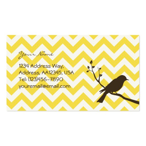 Bird Chevron Business Card (yellow) (back side)