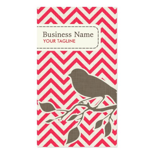 Bird & Chevron Pattern Business Card (front side)