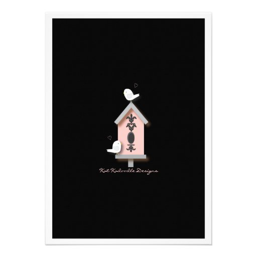 Bird Couple Damask Birdhouse Couples Shower Announcements