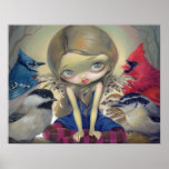 Bird Fairy - Backyard Birds ART PRINT big eyes