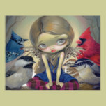 Bird Fairy - Backyard Birds ART PRINT big eyes posters by strangeling Bird Fairy - Backyard Birds ART PRINT big eyes posters