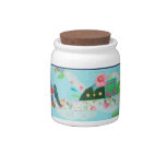 Bird Family Art Collage Candy Jar