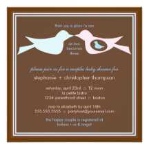 Bird Family Couples Baby Shower Invitation